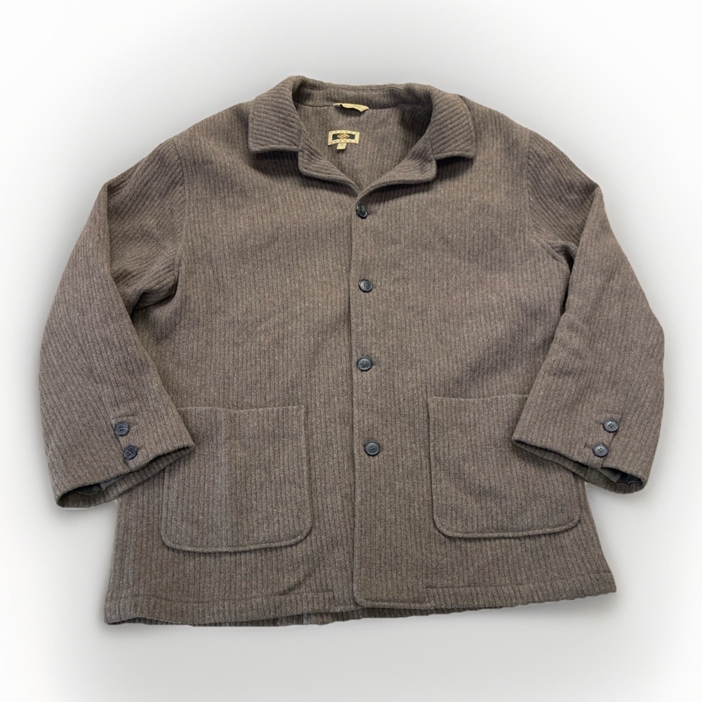 Joseph Abboud Mens XL‎ Jacket Brown Wool Corduroy Cardigan Shacket Italy